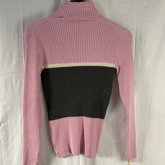 Gap Vintage Y2K Ribbed Fitted Turtleneck Sweater Pink Gray Size Medium - Picture 6 of 6